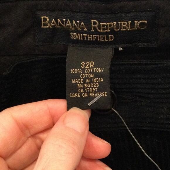 Banana Republic Mens Smithfield Corduroy Pants Size 32R 32 NEW Black Grandpa Y2K - Picture 2 of 11